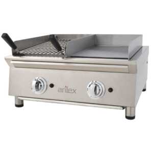 Fry-Top a gás 35 cm aço rectificado + churrasqueira a gás 70FRYGRBN