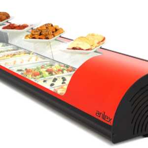 Vitrina expositora refrigerada  8 bandejas GN1/3 vermelho 8VTG-RO