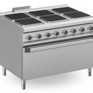 Fogão eléctrico 6 placas quadradas + forno eléctrico extra grande MPQ912FEM
