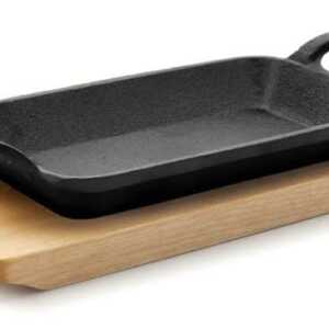 Mini Travessa Ferro Lisa Retangular Magma com Base