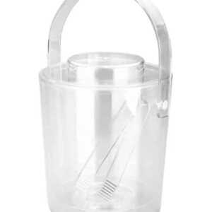 Balde de Gelo Dupla Parede de Acrílico Transparente com Pinça + Capa