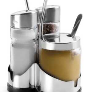 Jogo De Saleiro-Pimenteiro-Mostarda Basic Inox
