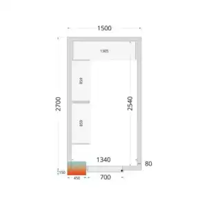 Câmaras frigoríficas 1500 x 2700 x 2120mm CR 150x270x212 NF