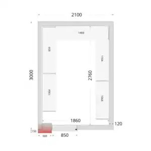 Câmara de congelação Completa 2100 x 3000 x 2200mm CRNF2130WD