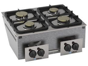 Fogão a Gás, 4 Queimadores,  2x3,3kW + 2x5,2kW