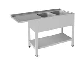 Mesa com 2 cubas e escorredor na esquerda  - FSBE-135-LI